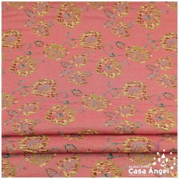 LONETA JACQUARD SALMÓN CON PATRÓN DE FLORES 280cm