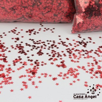 ESCARCHA DE ESTRELLAS COLOR ROJO A GRANEL
