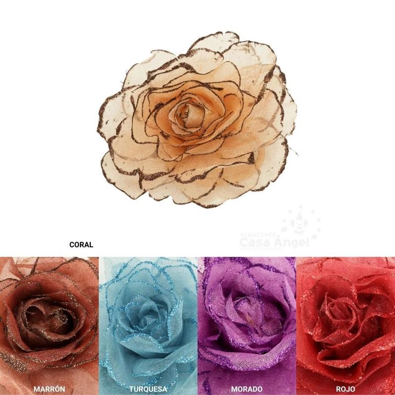ROSA GRANDE CON PURPURINA EN LOS BORDES IMPERDIBLE Y GOMA