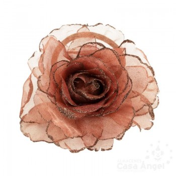 ROSA GRANDE CON PURPURINA EN LOS BORDES IMPERDIBLE Y GOMA