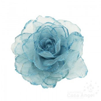 ROSA GRANDE CON PURPURINA EN LOS BORDES IMPERDIBLE Y GOMA