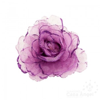 ROSA GRANDE CON PURPURINA EN LOS BORDES IMPERDIBLE Y GOMA