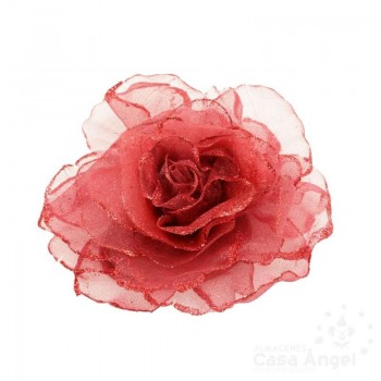 ROSA GRANDE CON PURPURINA EN LOS BORDES IMPERDIBLE Y GOMA