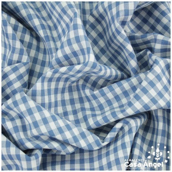 TELA DE ALGODÓN VICHY A CUADROS AZULES SERIE GUINGA I 140cm