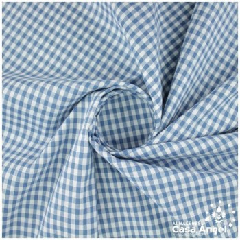 TELA DE ALGODÓN VICHY A CUADROS AZULES SERIE GUINGA I 140cm