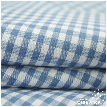 TELA DE ALGODÓN VICHY A CUADROS AZULES SERIE GUINGA I 140cm