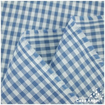 TELA DE ALGODÓN VICHY A CUADROS AZULES SERIE GUINGA I 140cm