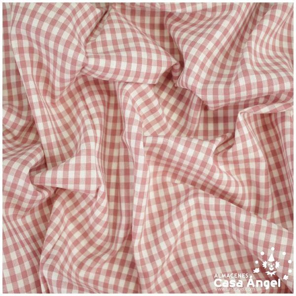 TELA DE ALGODÓN VICHY A CUADROS ROSA PALO SERIE GUINGA I 140cm
