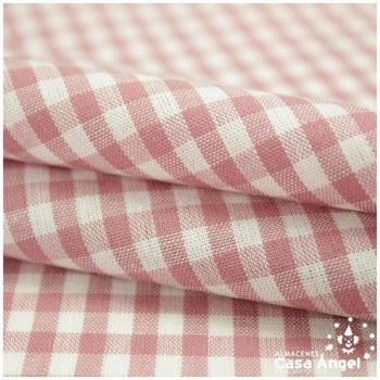 TELA DE ALGODÓN VICHY A CUADROS ROSA PALO SERIE GUINGA I 140cm