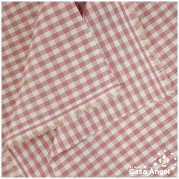TELA DE ALGODÓN VICHY A CUADROS ROSA PALO SERIE GUINGA I 140cm