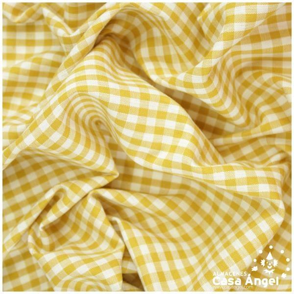 TELA DE ALGODÓN VICHY A CUADROS OCRE SERIE GUINGA I 140cm