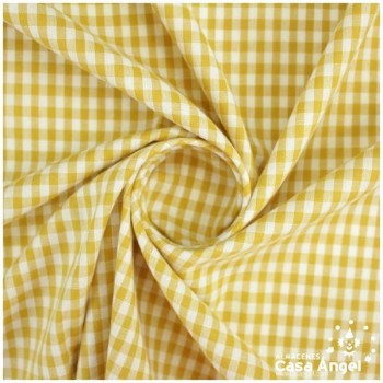 TELA DE ALGODÓN VICHY A CUADROS OCRE SERIE GUINGA I 140cm