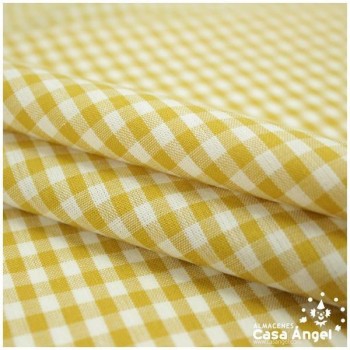 TELA DE ALGODÓN VICHY A CUADROS OCRE SERIE GUINGA I 140cm