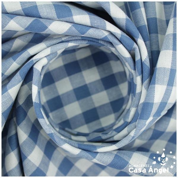 TELA DE ALGODÓN VICHY A CUADROS AZULES SERIE GUINGA II 140cm