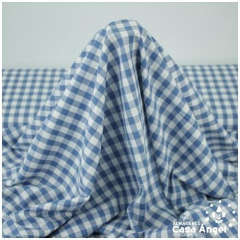 TELA DE ALGODÓN VICHY A CUADROS AZULES SERIE GUINGA II 140cm
