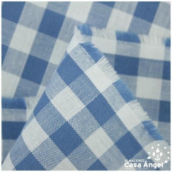 TELA DE ALGODÓN VICHY A CUADROS AZULES SERIE GUINGA II 140cm