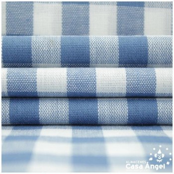 TELA DE ALGODÓN VICHY A CUADROS AZULES SERIE GUINGA II 140cm
