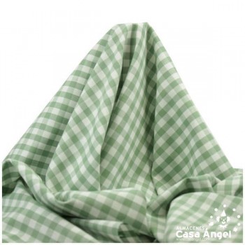 TELA DE ALGODÓN VICHY A CUADROS VERDES SERIE GUINGA II 140cm
