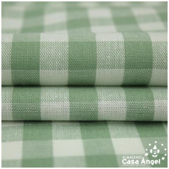 TELA DE ALGODÓN VICHY A CUADROS VERDES SERIE GUINGA II 140cm