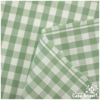 TELA DE ALGODÓN VICHY A CUADROS VERDES SERIE GUINGA II 140cm