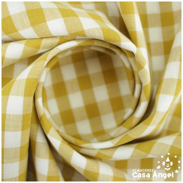 TELA DE ALGODÓN VICHY A CUADROS OCRE SERIE GUINGA II 140cm
