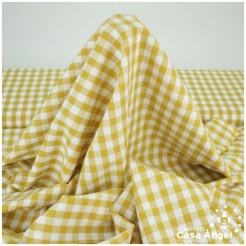 TELA DE ALGODÓN VICHY A CUADROS OCRE SERIE GUINGA II 140cm