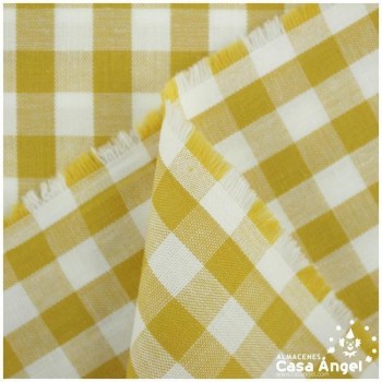 TELA DE ALGODÓN VICHY A CUADROS OCRE SERIE GUINGA II 140cm