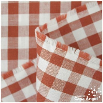 TELA DE ALGODÓN VICHY A CUADROS ROJO TEJA SERIE GUINGA II 140cm