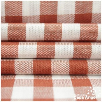 TELA DE ALGODÓN VICHY A CUADROS ROJO TEJA SERIE GUINGA II 140cm
