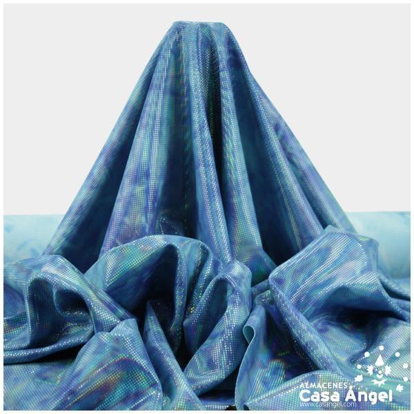 LYCRA DEGRADÉ DE TONOS CELESTE Y BRILLOS DE FOIL SERIE REKKA 150cm