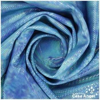 LYCRA DEGRADÉ DE TONOS CELESTE Y BRILLOS DE FOIL SERIE REKKA 150cm