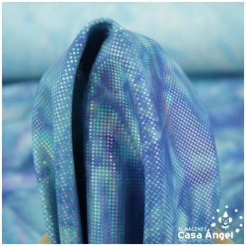 LYCRA DEGRADÉ DE TONOS CELESTE Y BRILLOS DE FOIL SERIE REKKA 150cm