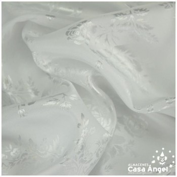 RASO BLANCO CON BROCADO DE FLORES SERIE LUSSARI 150cm