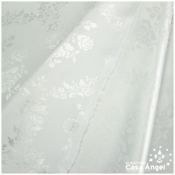 RASO BLANCO CON BROCADO DE FLORES SERIE LUSSARI 150cm