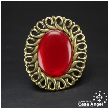 ANILLO METÁLICO AJUSTABLE CON PIEDRA ACRÍLICA 43X36mm