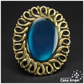 ANILLO METÁLICO AJUSTABLE CON PIEDRA ACRÍLICA 43X36mm