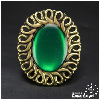 ANILLO METÁLICO AJUSTABLE CON PIEDRA ACRÍLICA 43X36mm