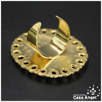 ANILLO METÁLICO AJUSTABLE CON PIEDRA ACRÍLICA 43X36mm