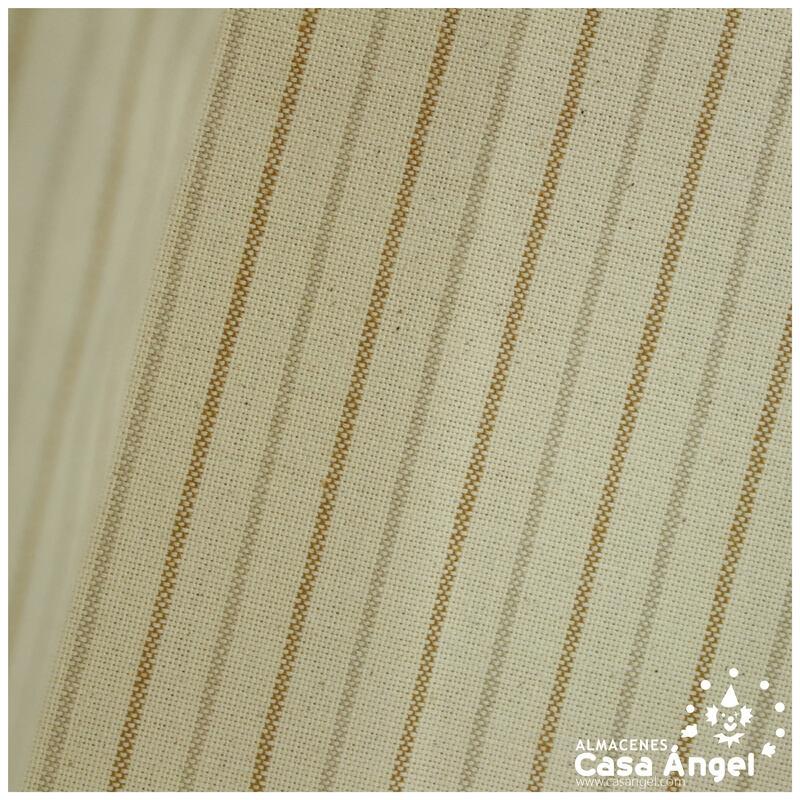 LONETA DE ALGODÓN COLOR CRUDO LINO CON RAYAS OCRE Y GRIS 150cm