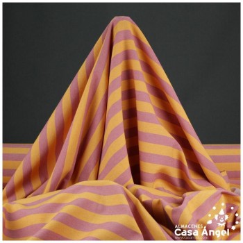 LONETA ASARGADA DE RAYAS NARANJA Y ROJO SERIE MIKONOS 280cm