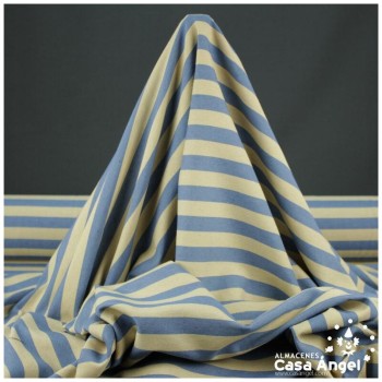 LONETA ASARGADA DE RAYAS AZUL Y BEIGE SERIE MIKONOS 280cm
