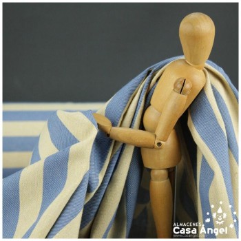 LONETA ASARGADA DE RAYAS AZUL Y BEIGE SERIE MIKONOS 280cm