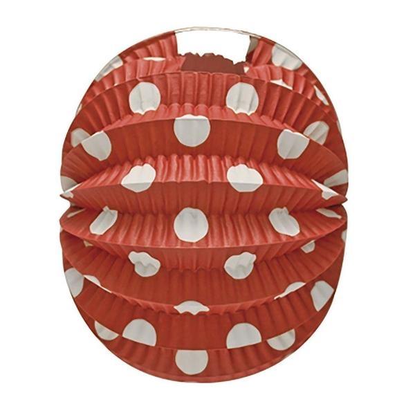 FAROLILLO FERIA ROJO CON LUNARES BLANCOS 22cm
