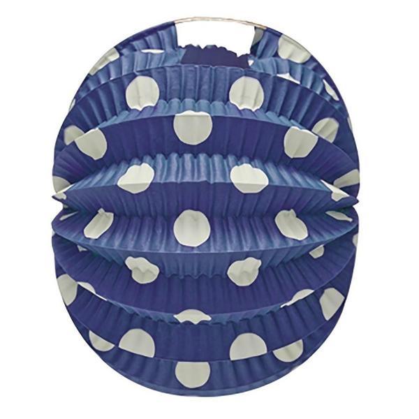 FAROLILLO FERIA AZUL CON LUNARES BLANCOS 22cm