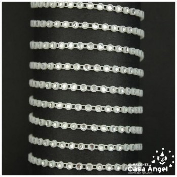 TIRA DE BRILLANTES DE STRASS CRISTALINO CON SOPORTE PLÁSTICO BLANCO 5mm