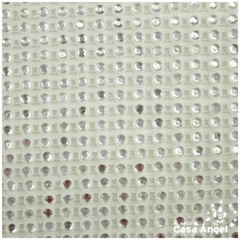 TIRA DE BRILLANTES DE STRASS CRISTALINO CON SOPORTE PLÁSTICO BLANCO 5mm