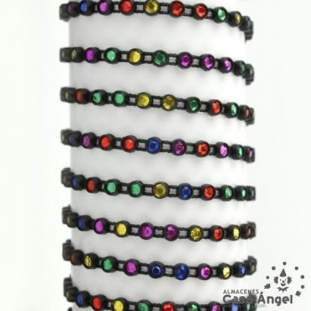 TIRA BRILLANTES STRASS MULTICOLOR SOPORTE PLÁSTICO 5mm