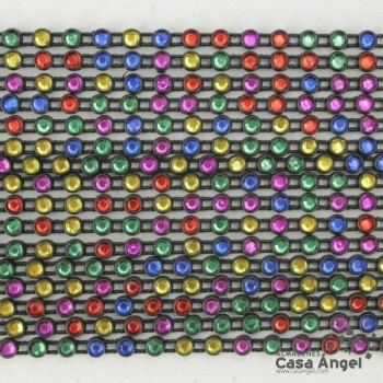 TIRA BRILLANTES STRASS MULTICOLOR SOPORTE PLÁSTICO 5mm