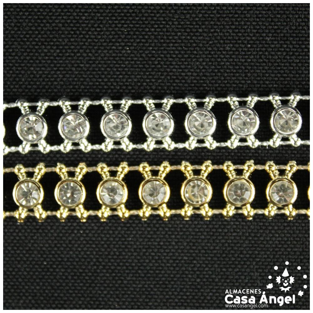 PASAMANERÍA STRASS CADENA METALIZADA 9mm