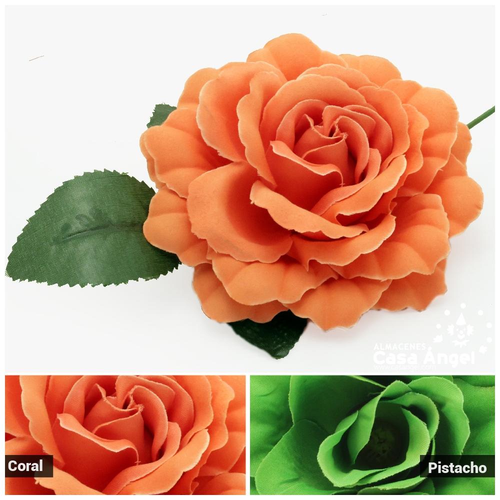 ROSA FLAMENCA EN COLORES PISTACHO Y CORAL 10cm